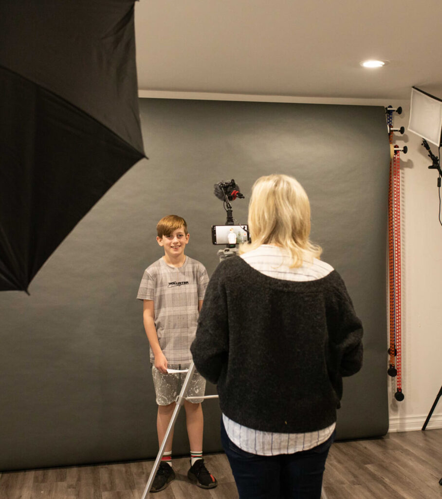 Young actor recording his audition. 
Actor self tape audition tips.